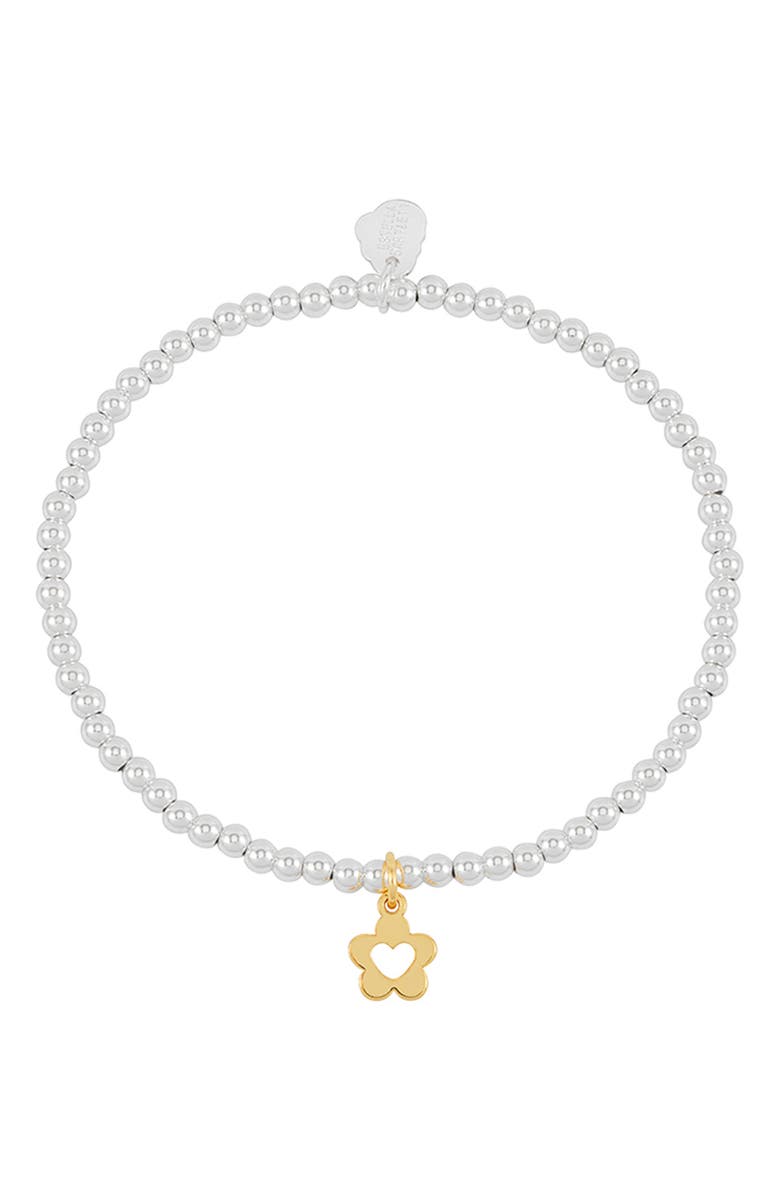 Estella Bartlett Sienna Flower Heart Beaded Stretch Bracelet, Alternate, color, Gold And Silver