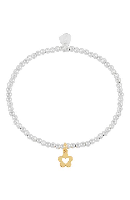 Estella Bartlett Sienna Flower Heart Beaded Stretch Bracelet In Gold