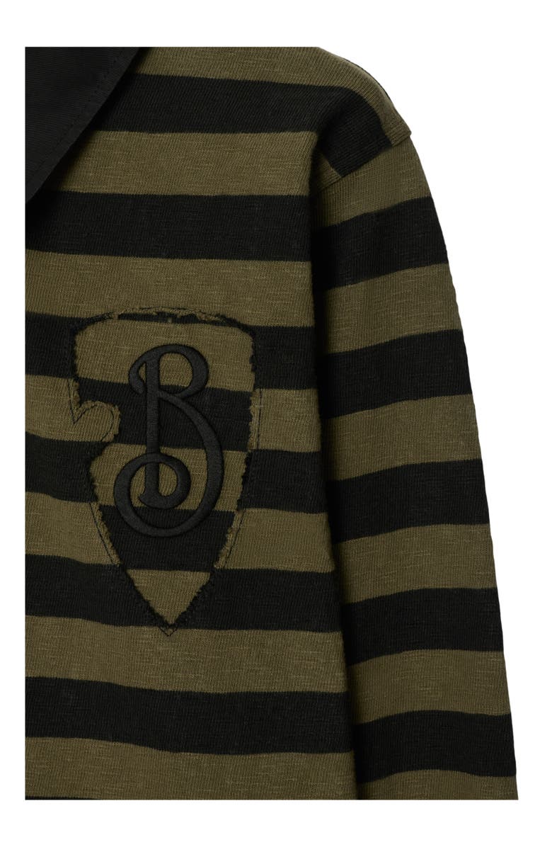 Burberry Long-sleeve Striped Cotton Polo Shirt, Alternate, color, 