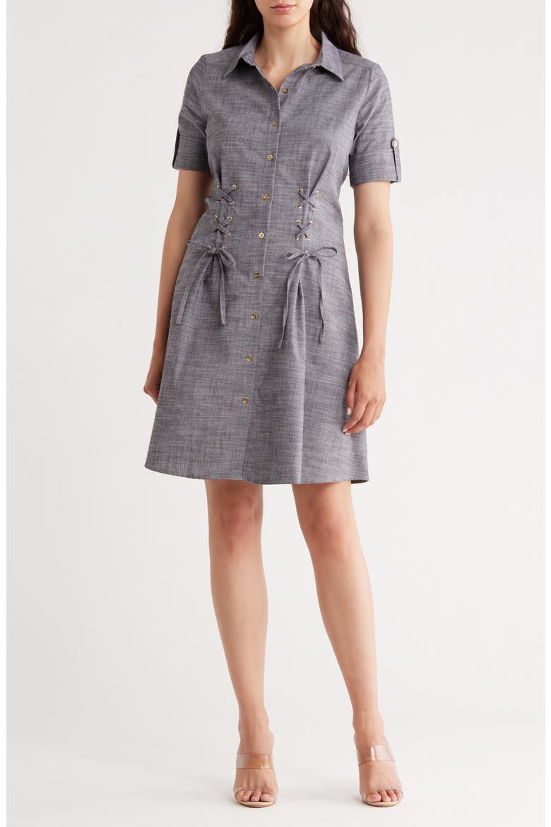 Short Sleeve Shirtdress, Main, color, DARK NAVY