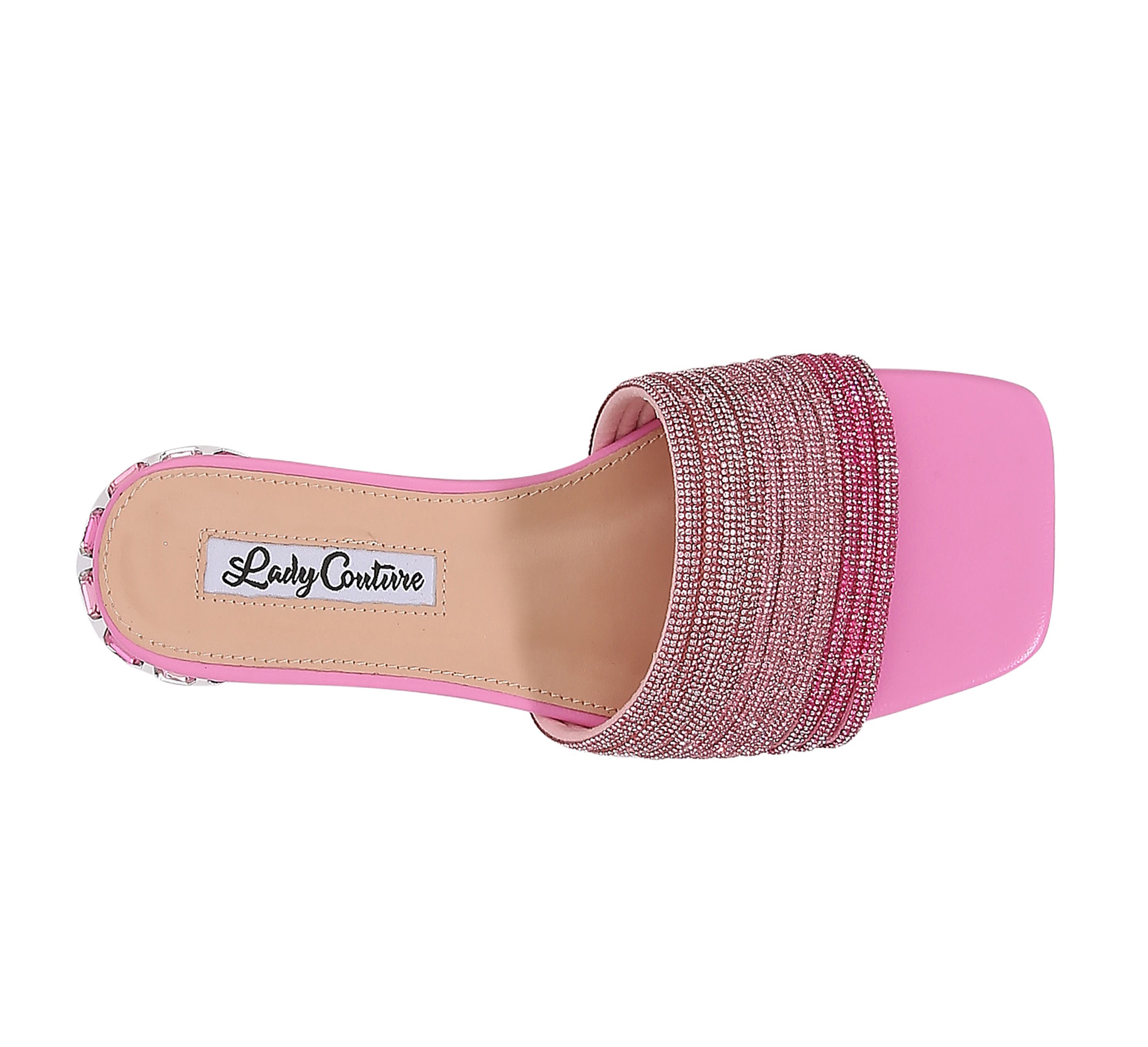 Multi Rhinestone Color Straps Slide With Multi Jewel Heel, Alternate, color, Pink Multi