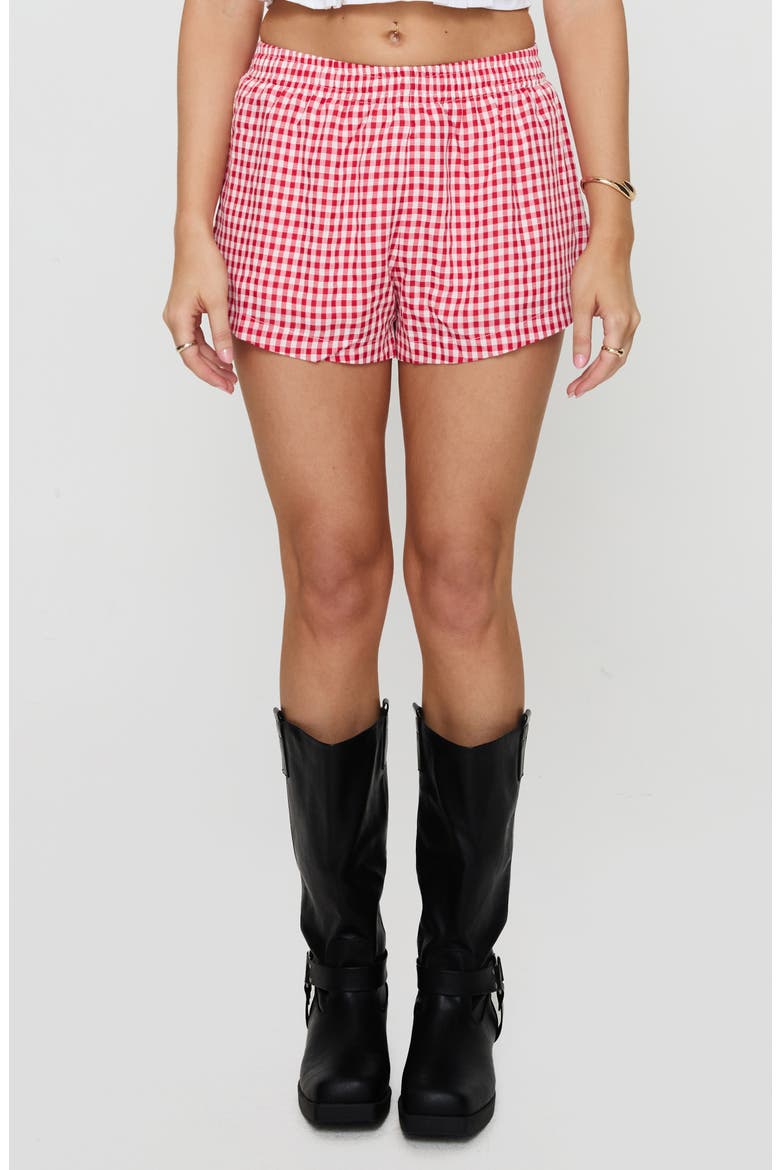 Beach House Gingham Shorts, Main, color, RED / WHITE GINGHAM