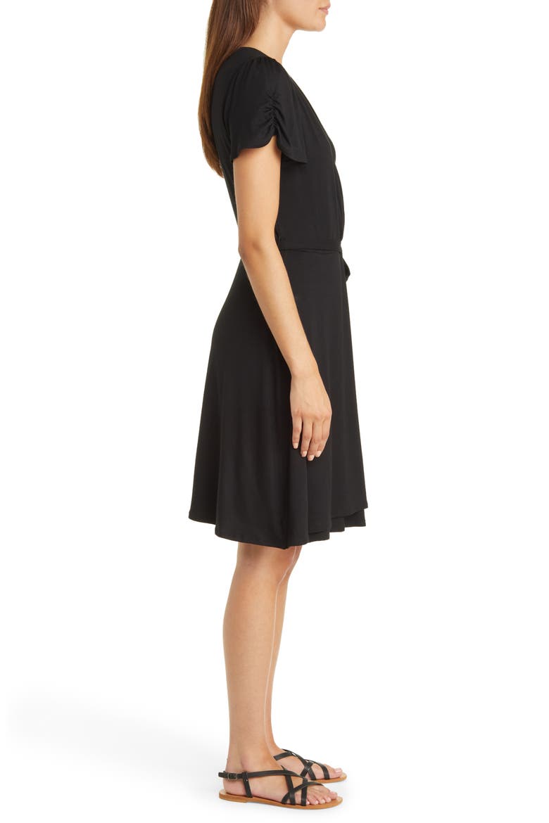 Faux Wrap Dress, Alternate, color, BLACK