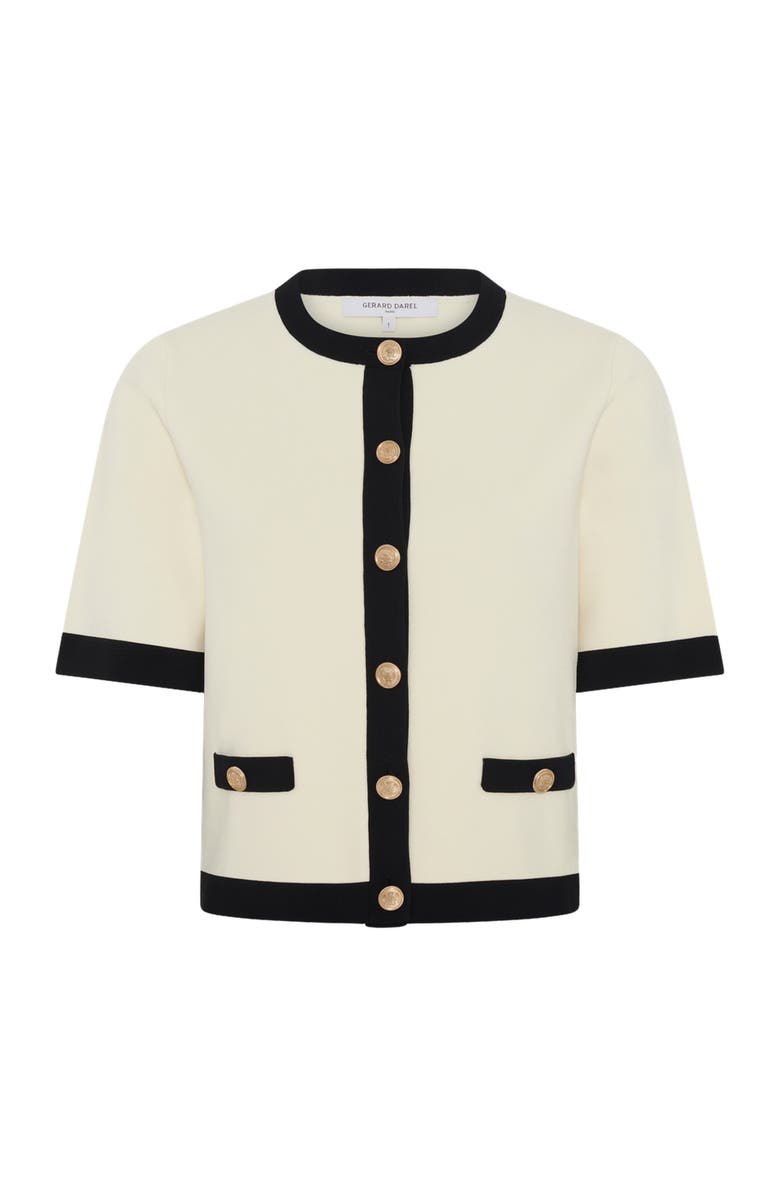 GERARD DAREL Laila Short Sleeve Round Neck Cardigan, Alternate, color, Ecru