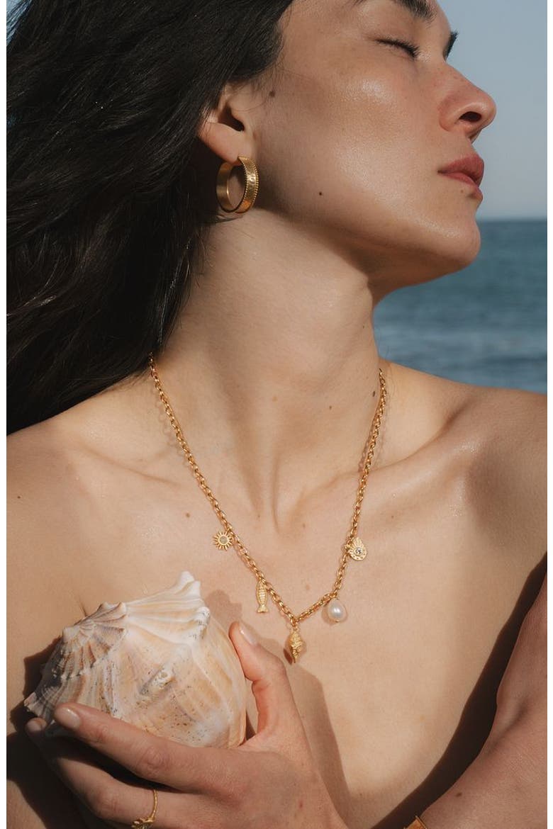 Blessings of the Sea Multi Charm Necklace, Alternate, color, Gold