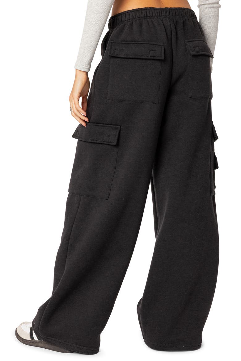 Wide Leg Cotton Cargo Sweatpants, Alternate, color, DARK-GRAY
