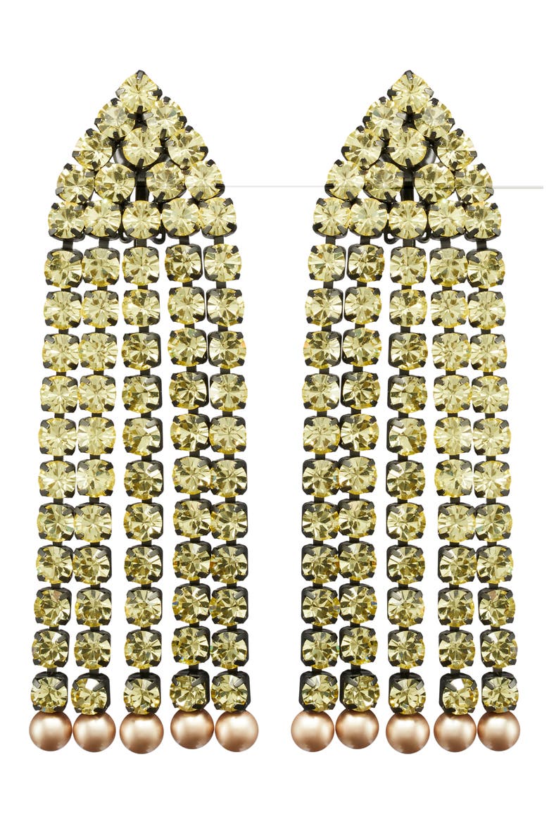 Moondance Crystal Chandelier Earrings, Main, color, HEMATITE / YELLOW