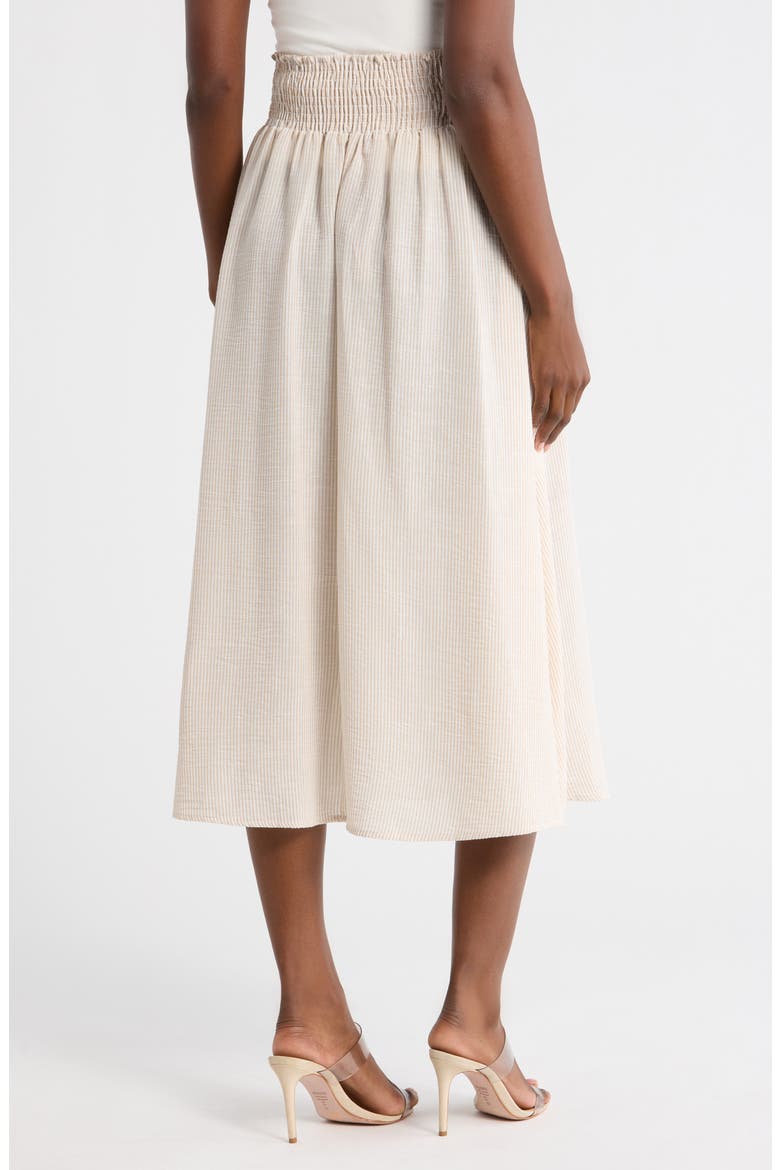 Smocked Waist Midi Skirt, Alternate, color, TAUPE