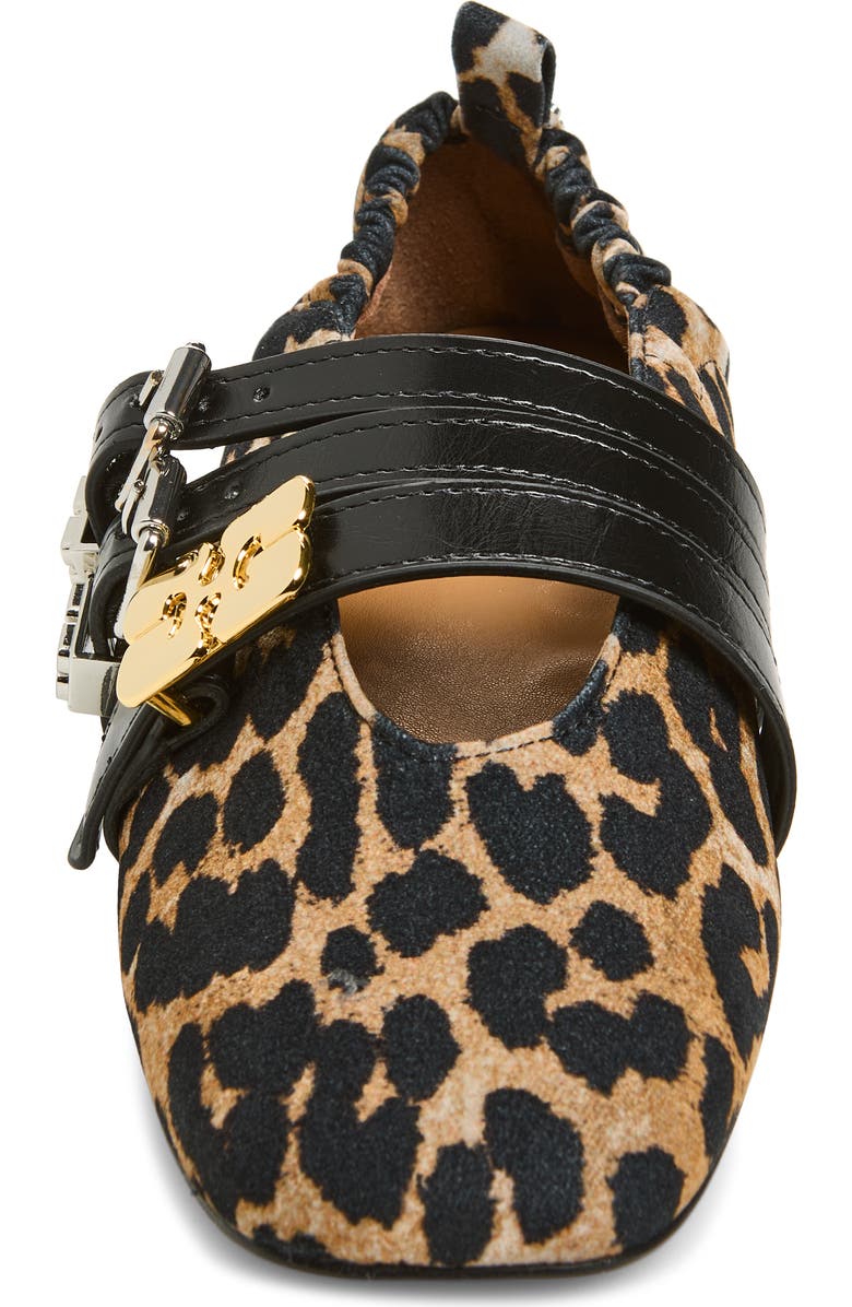 Ganni Mary Jane Ballerina Flat, Alternate, color, Almond Milk Leopard Print