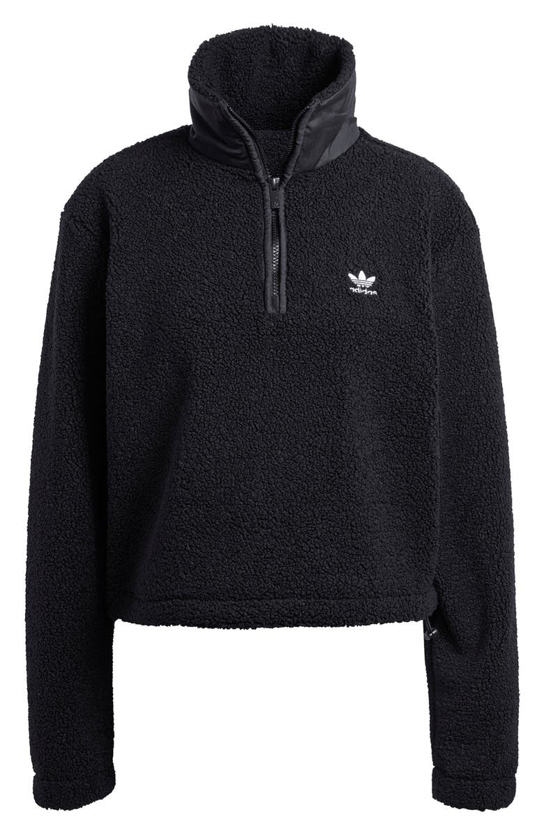 adidas Originals Half Zip Recycled Polyester Teddy Fleece Sweatshirt, Alternate, color,