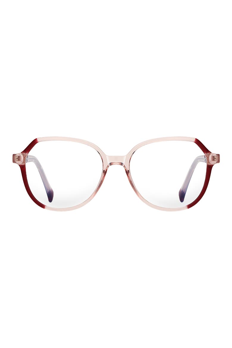 Nelli 53mm Round Blue Light Blocking Glasses, Main, color, TRANSPARENT PINK