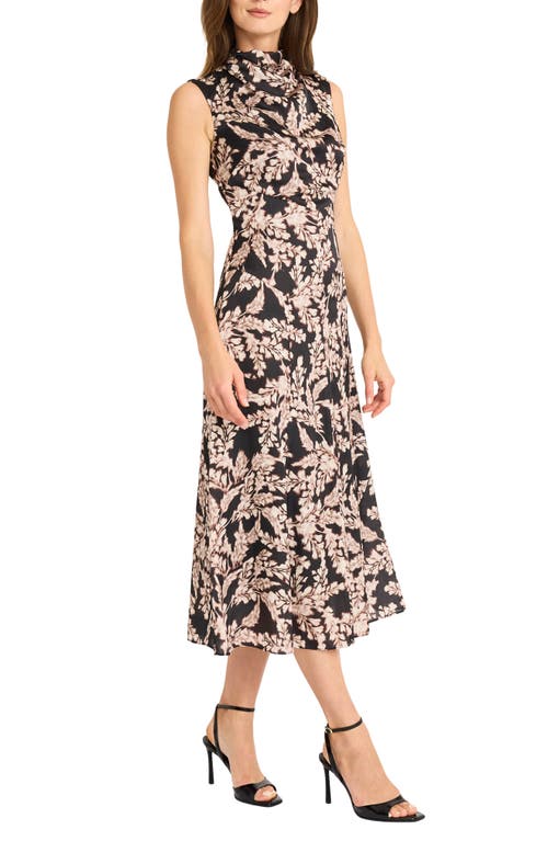 Maggy London Cowl Neck Satin Midi Dress