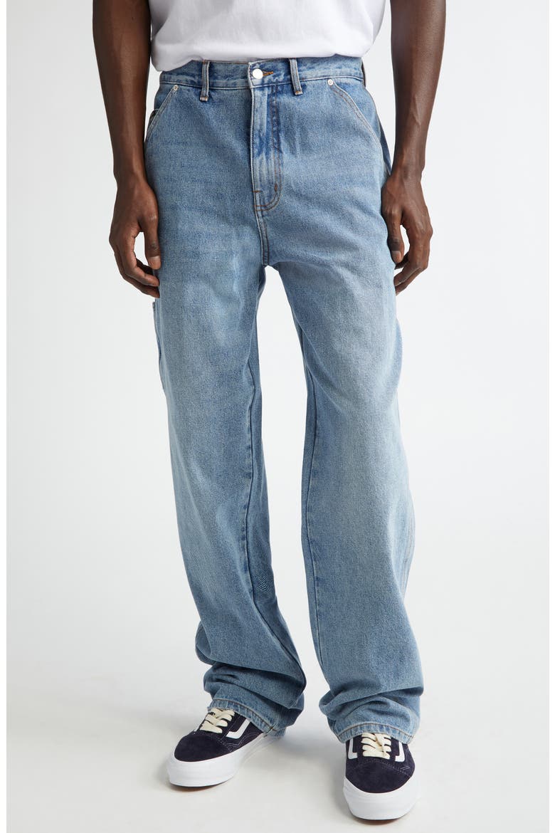Throttle Straight Leg Carpenter Jeans, Main, color, MEDIUM WASH BLUE