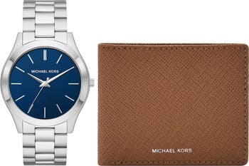 Slim Runway Bifold Wallet & Bracelet Watch Gift Set, 44mm