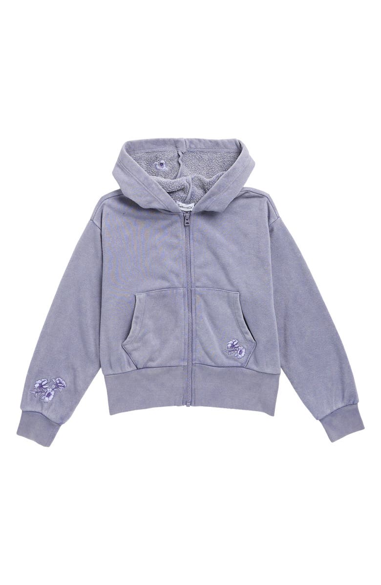 Splendid Kids' Floral Haze Zip-Up Hoodie, Main, color, Purple Haze