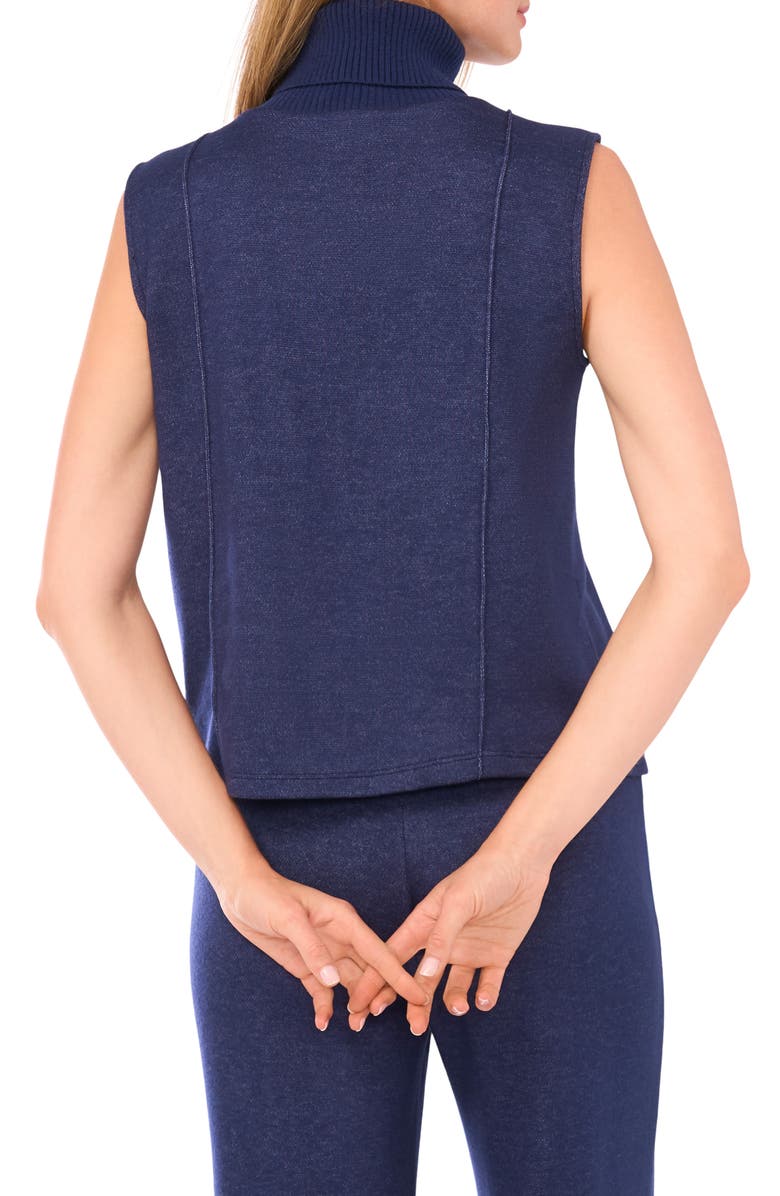 Vince Camuto Exposed Seam Detail Sleeveless Knit Turtleneck Top, Alternate, color, Dusk