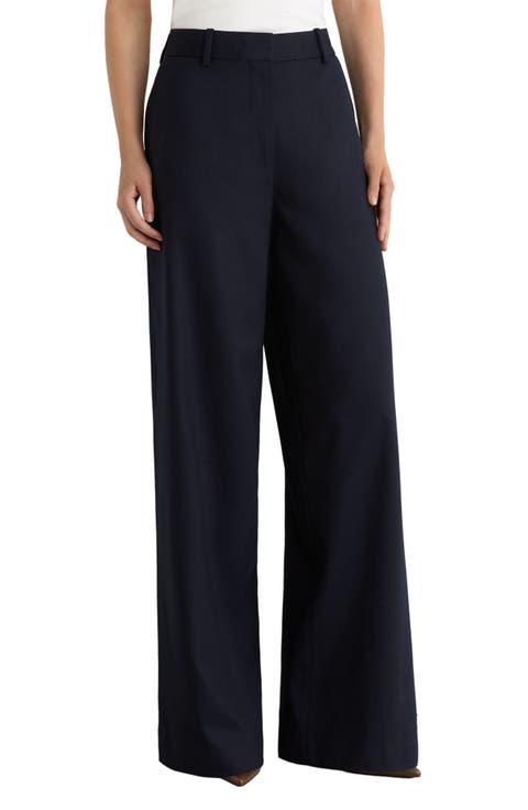 Solene Wool Blend Wide Leg Trousers