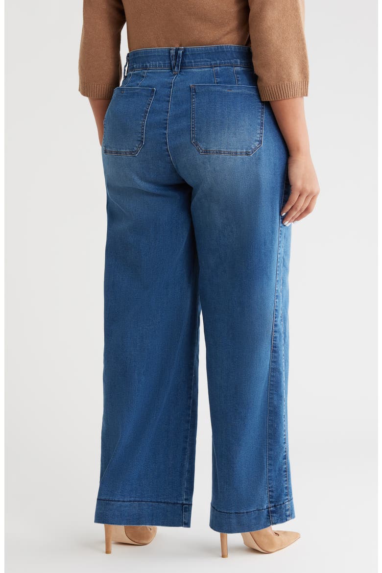 Patch Pocket High Waist Wide Leg Jeans, Alternate, color, BLUE