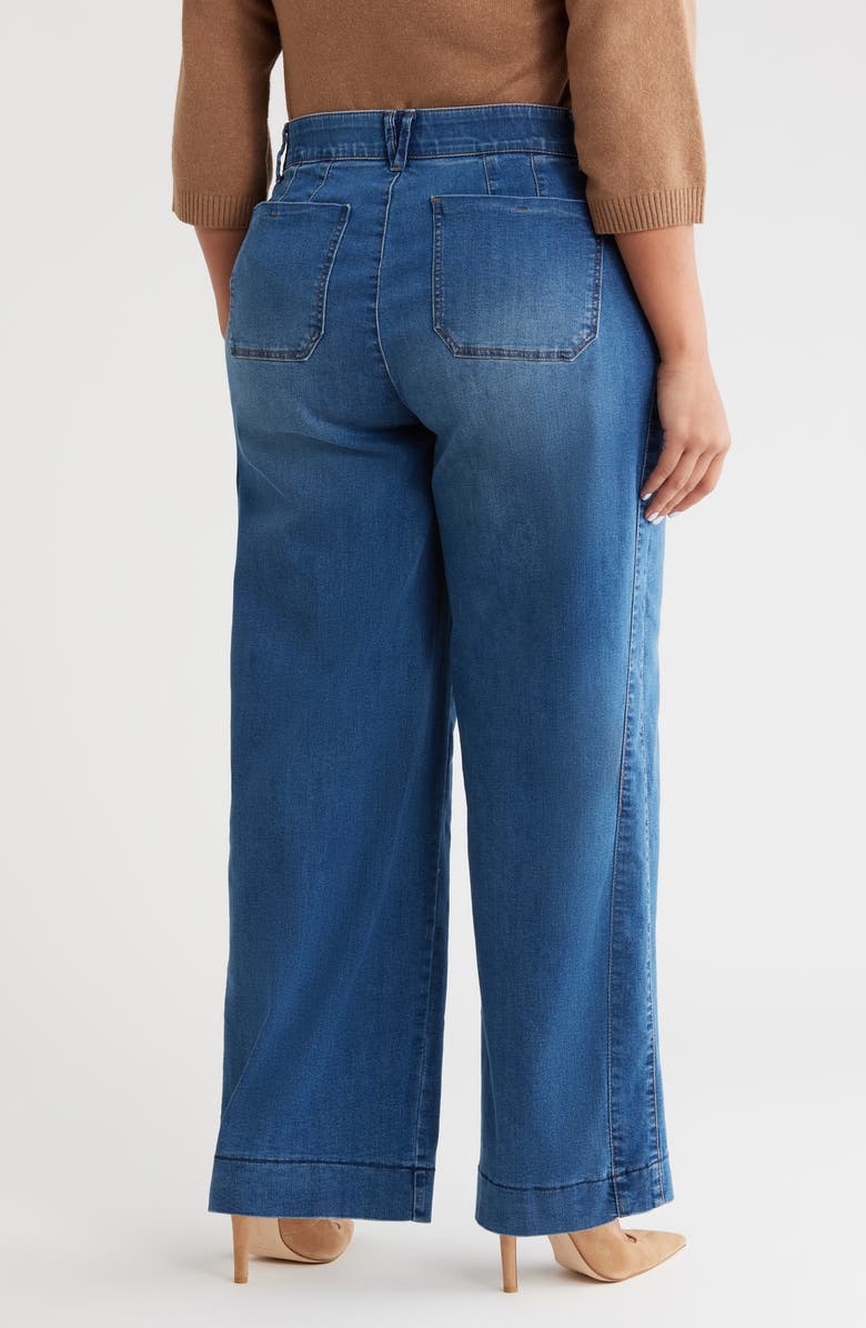 Wit & Wisdom Patch Pocket High Waist Wide Leg Jeans, Alternate, color, Blue