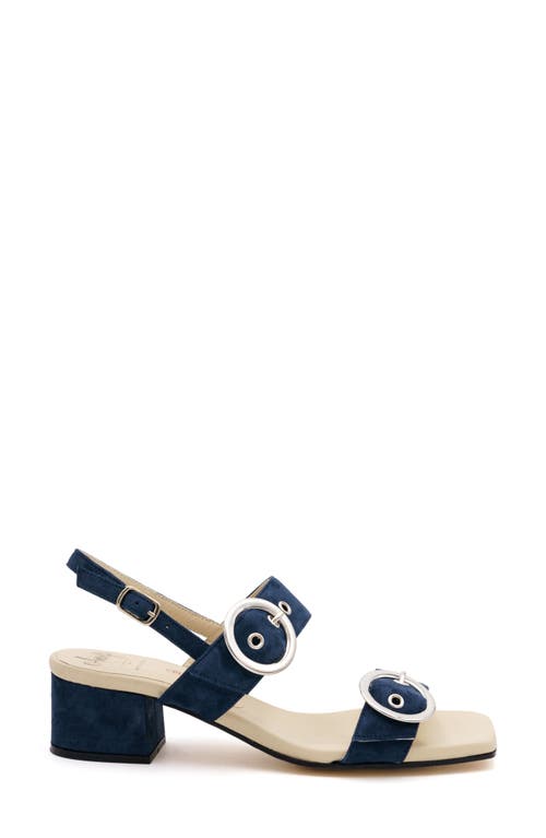 Amalfi By Rangoni Miriam Slingback Sandal In Navy Cashmere - Silver Buckle