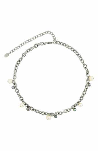 REBL Faux Pearl & Stainless Steel Chain Necklace