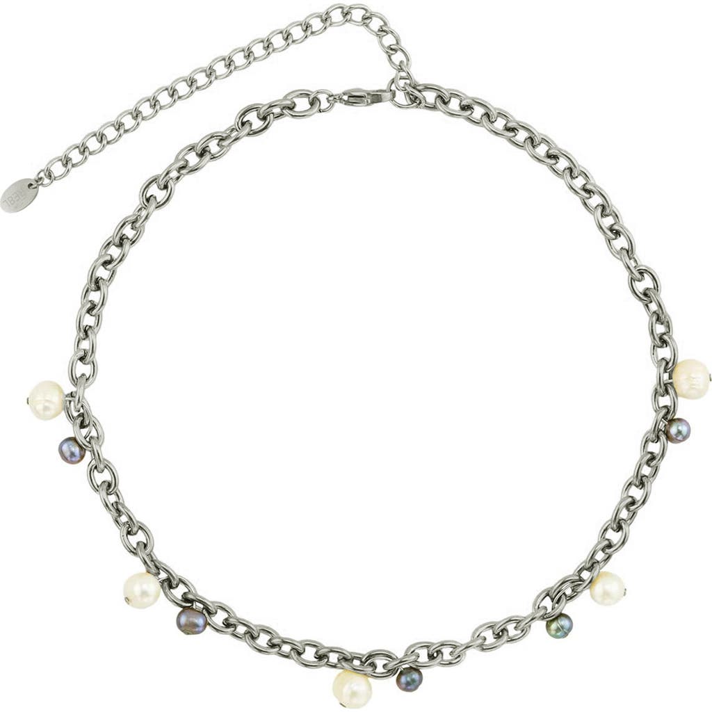Rebl Gender Inclusive 6mm Faux Pearl Necklace In Silver