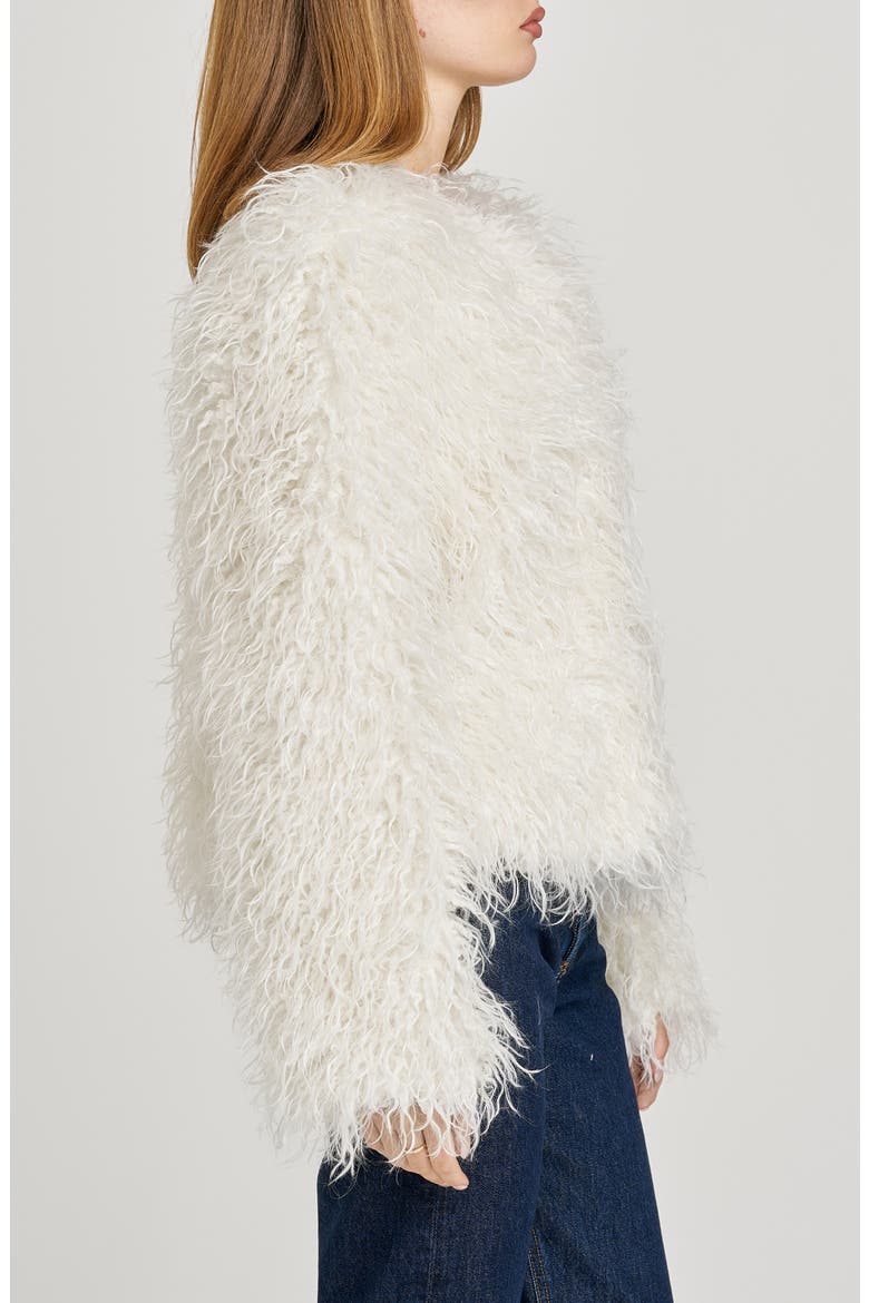 x Sara Walker Bridgette Faux Fur Jacket, Alternate, color, IVORY