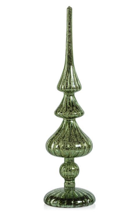 Set of 2 Azenor LED Decorative Glass Tabletop Finial Ornaments