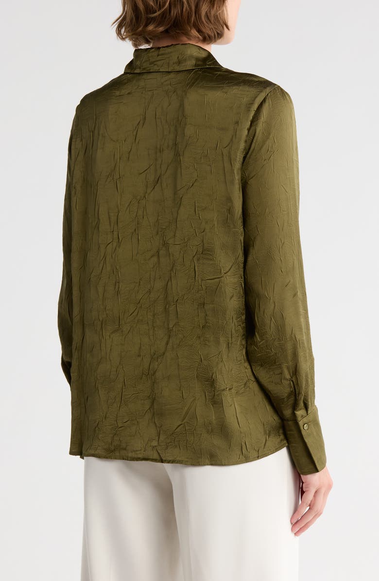 TRUTH Textured Satin Button-Up Shirt, Alternate, color, Olive