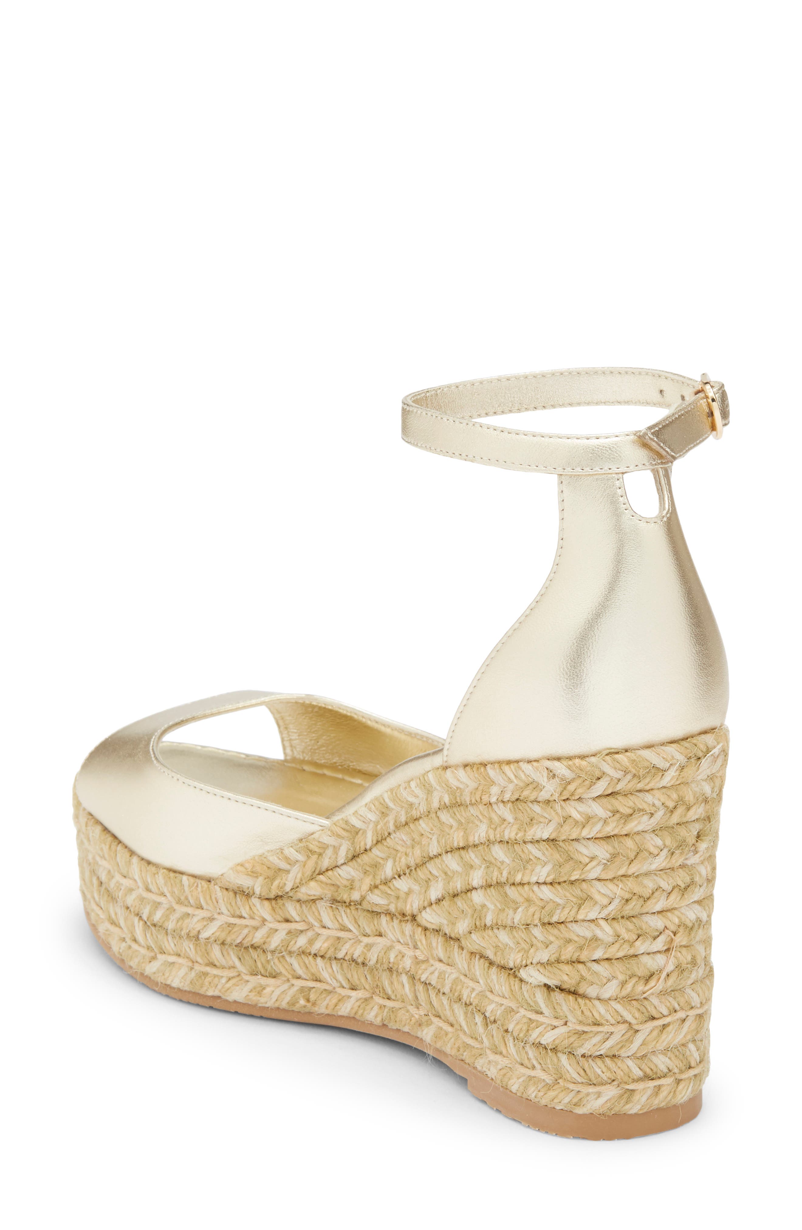 Stuart Weitzman Distia Espadrille Wedge Sandal, Alternate, color, Light Gold