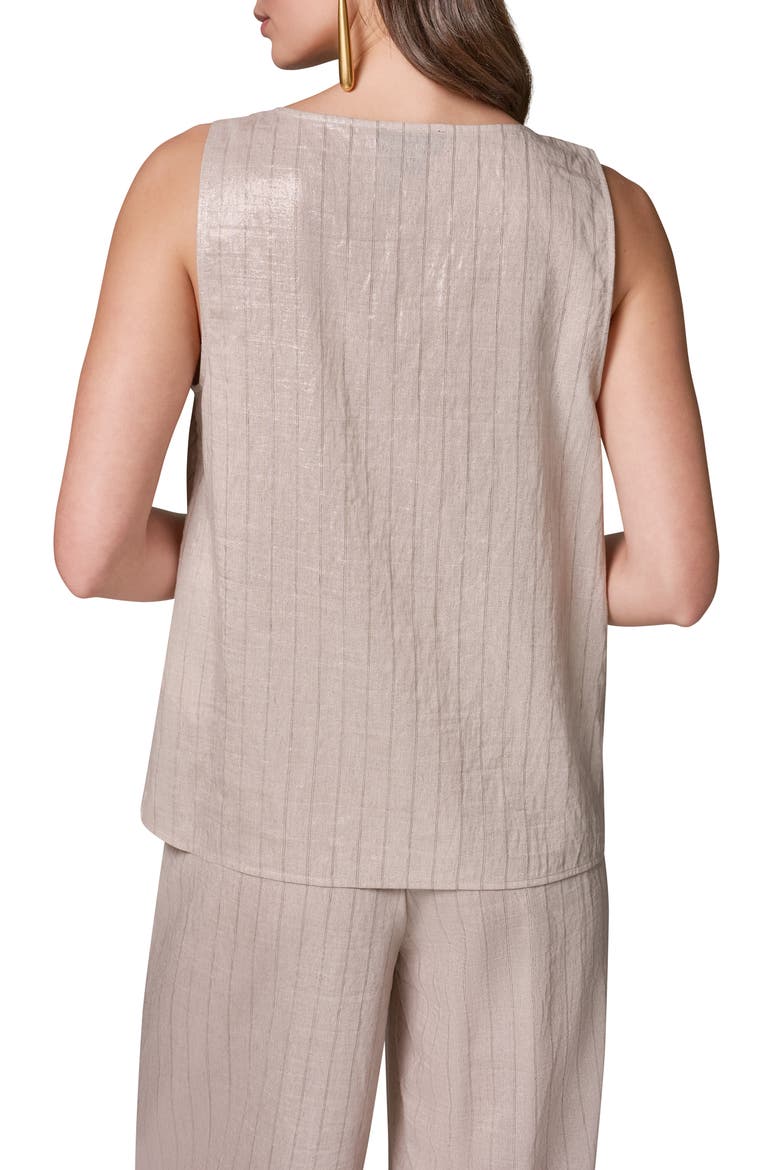 Shine Stripe Cowl Neck Sleeveless Top, Alternate, color, SISAL/ CANYON