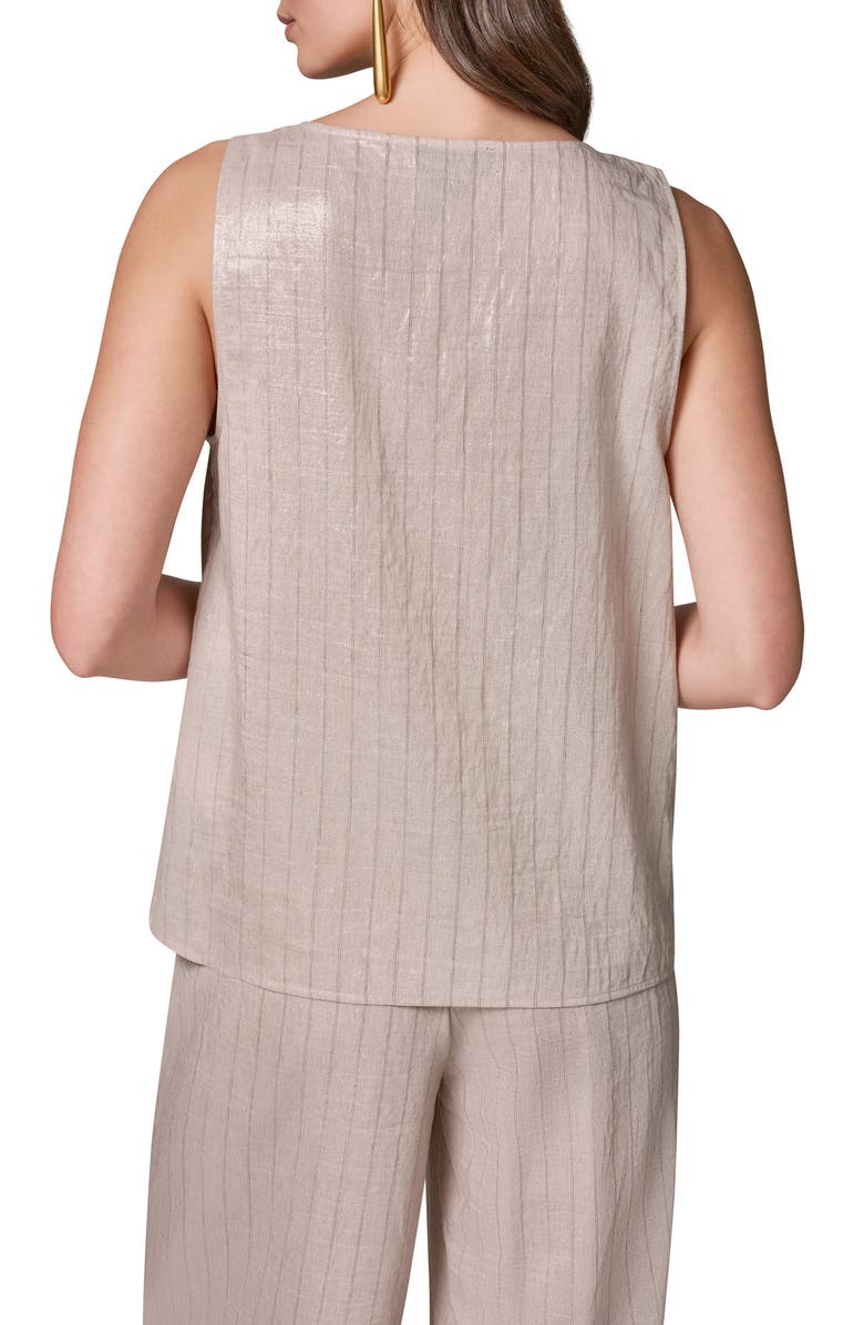 Donna Karan New York Shine Stripe Cowl Neck Sleeveless Top, Alternate, color,