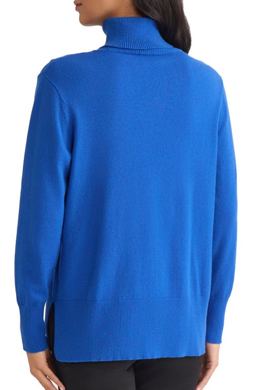 Jones New York Turtleneck Seam Front Bouclé Sweater In Blue