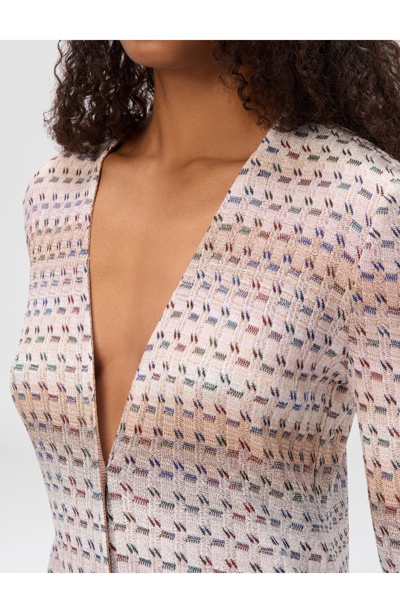 Missoni Long Buttoned Cardigan In Viscose Blend, Alternate, color, Blue