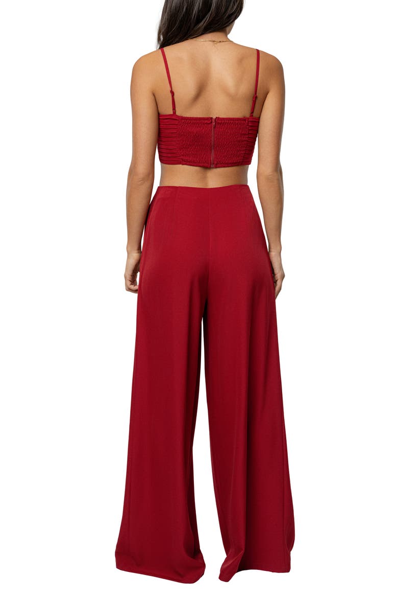 Serenade Crop Top & Wide Leg Pants, Alternate, color, RED