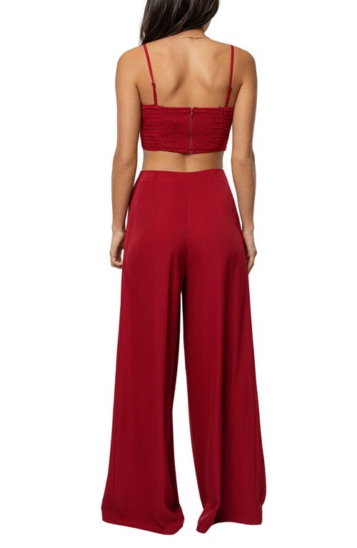 Jluxlabel Serenade Crop Top & Wide Leg Pants In Red