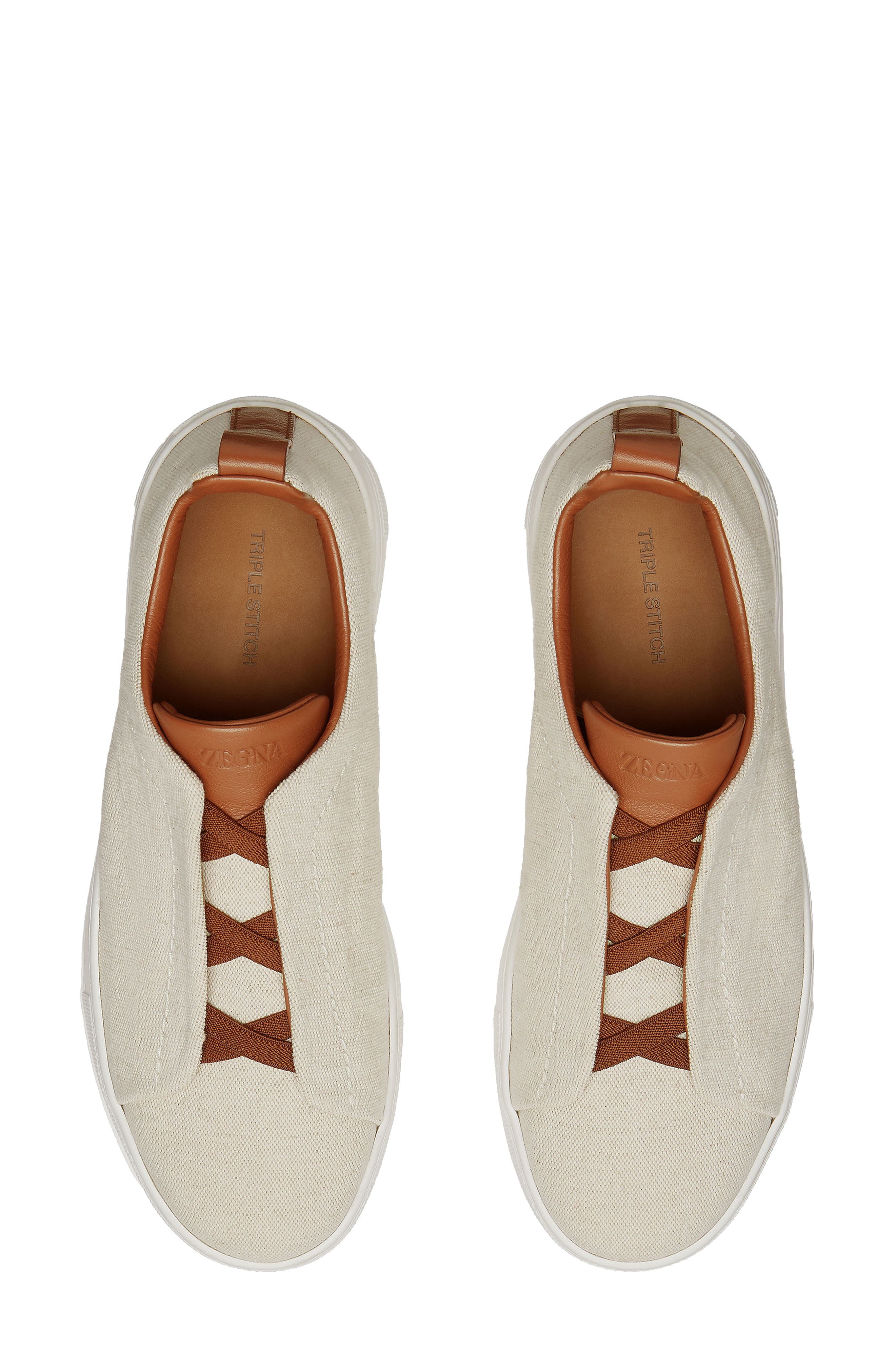 ZEGNA Triple Stitch Low Top Sneaker, Alternate, color, Sand