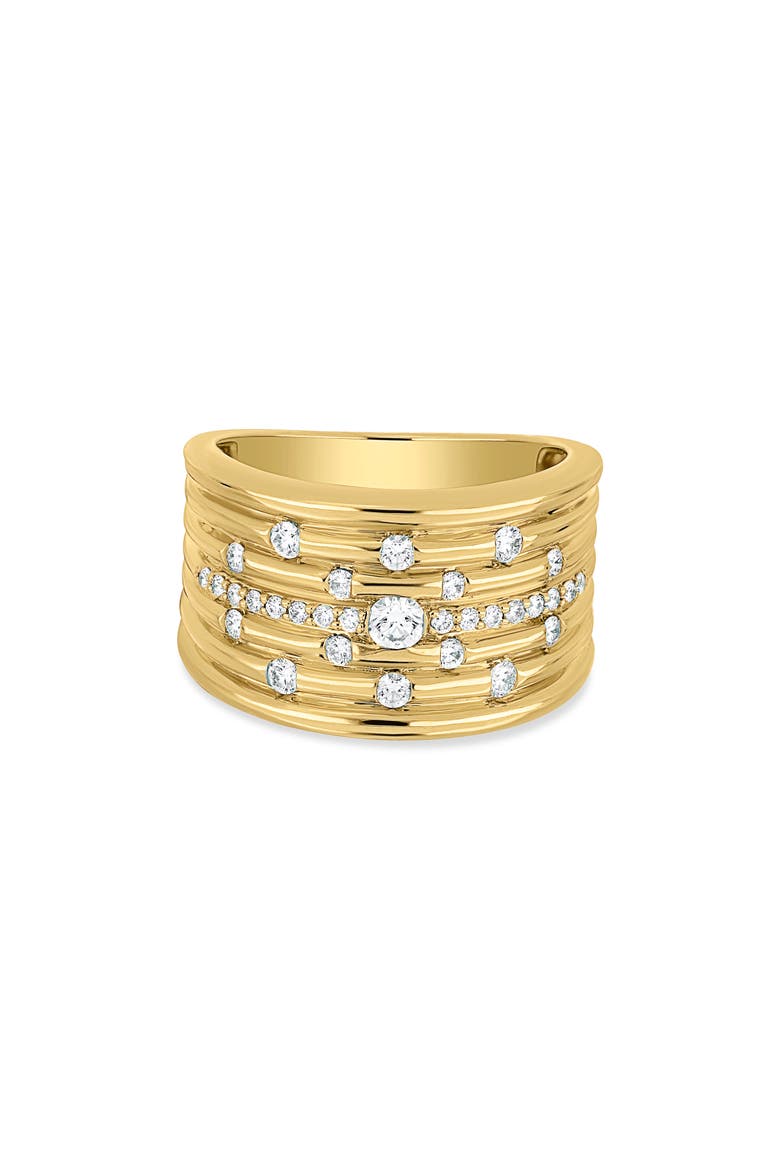 18K Gold Cleo Natural Diamond Fluted Wide Ring (Online Trunk Show), Alternate, color, 18K YELLOW GOLD/ DIAMOND