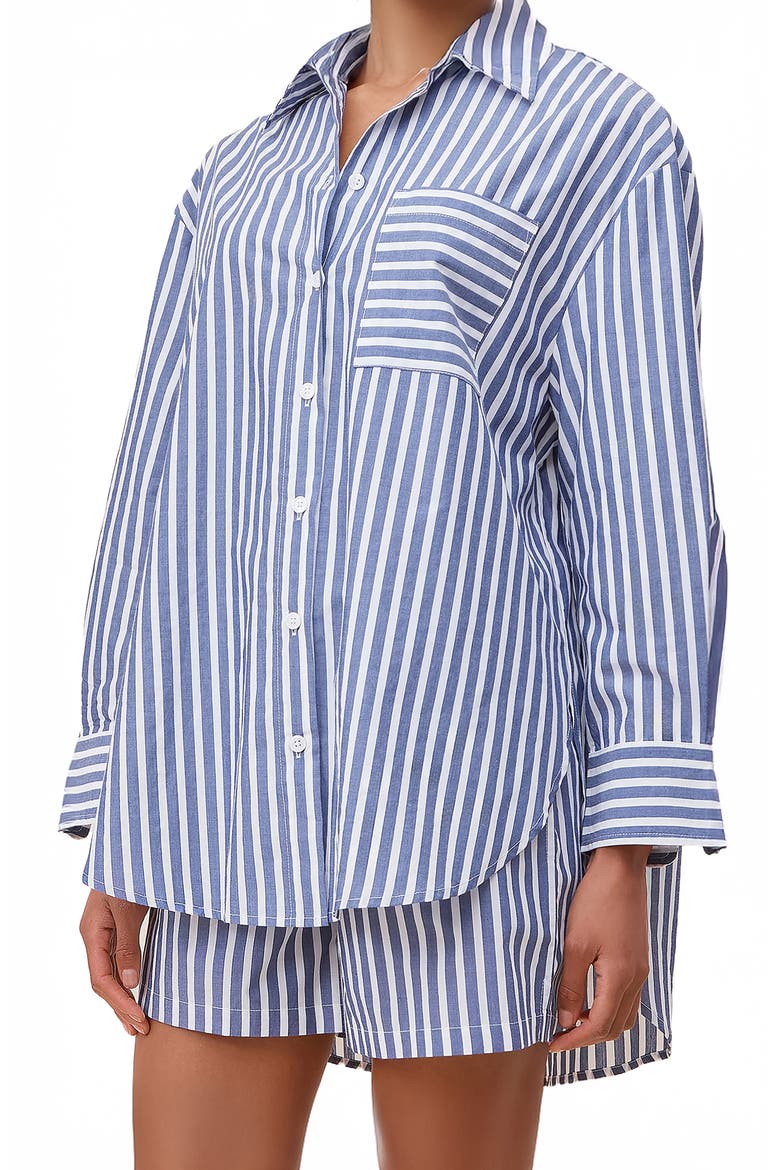 Stripe Cotton Pajamas, Alternate, color, BLUE/WHITE