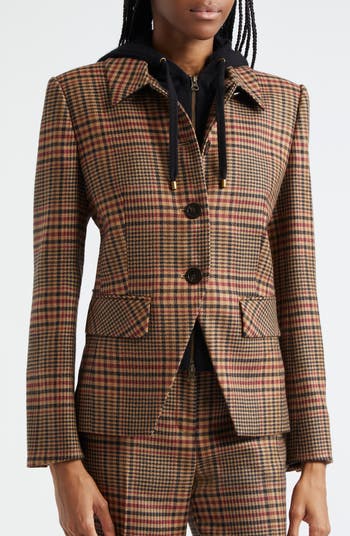 Aire Houndstooth Check Wool Dickey Jacket