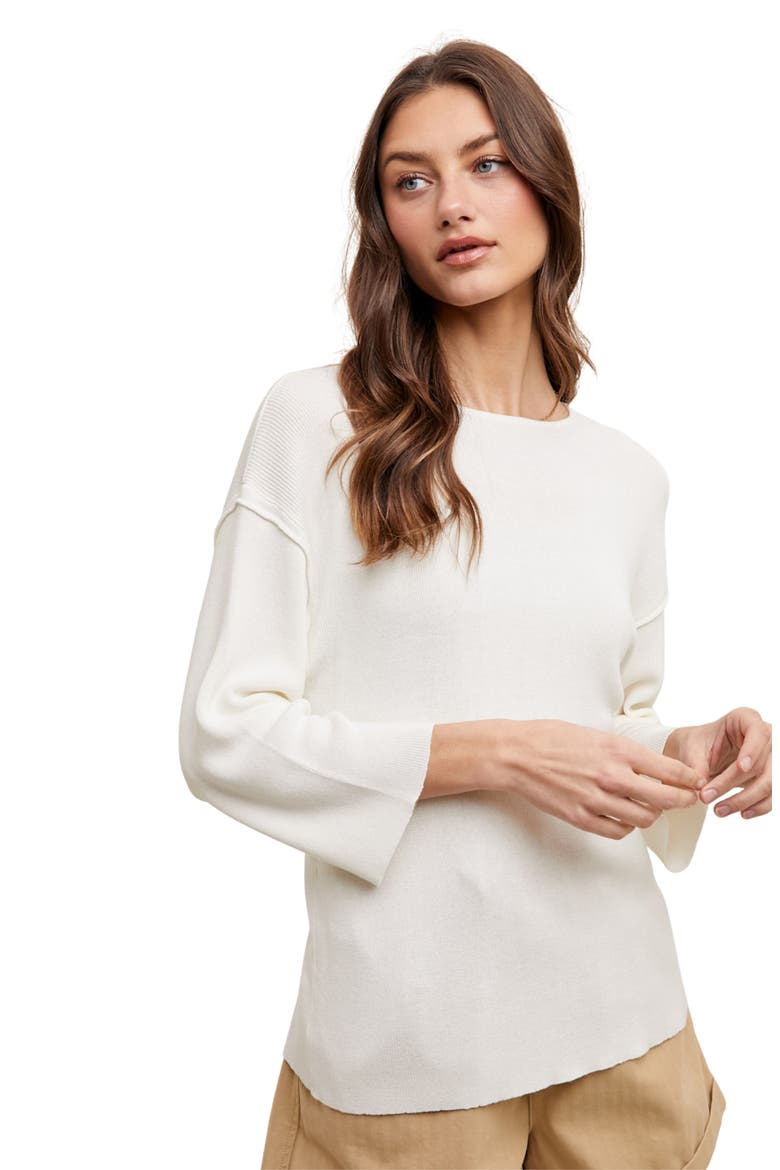 Fine Knit Pullover Sweater, Alternate, color, OFF WHITE