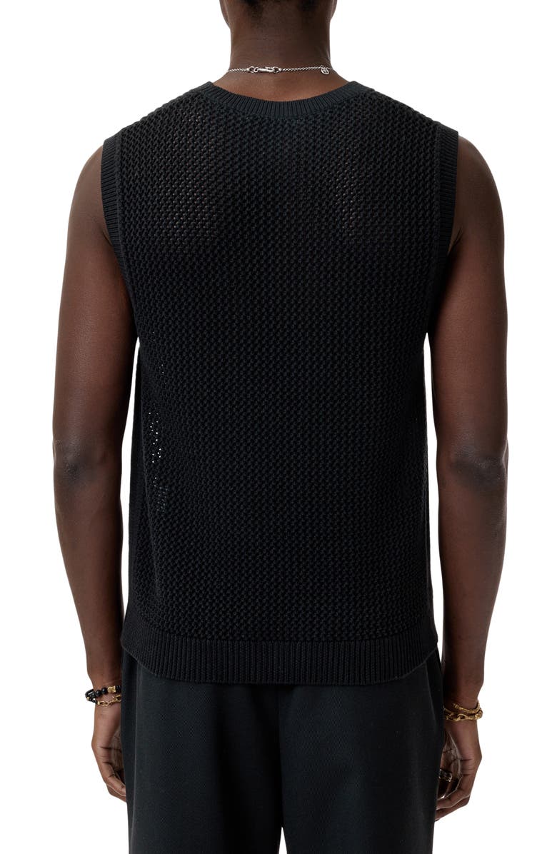John Varvatos Augusto Chunky Wool & Linen Sweater Vest, Alternate, color, Black