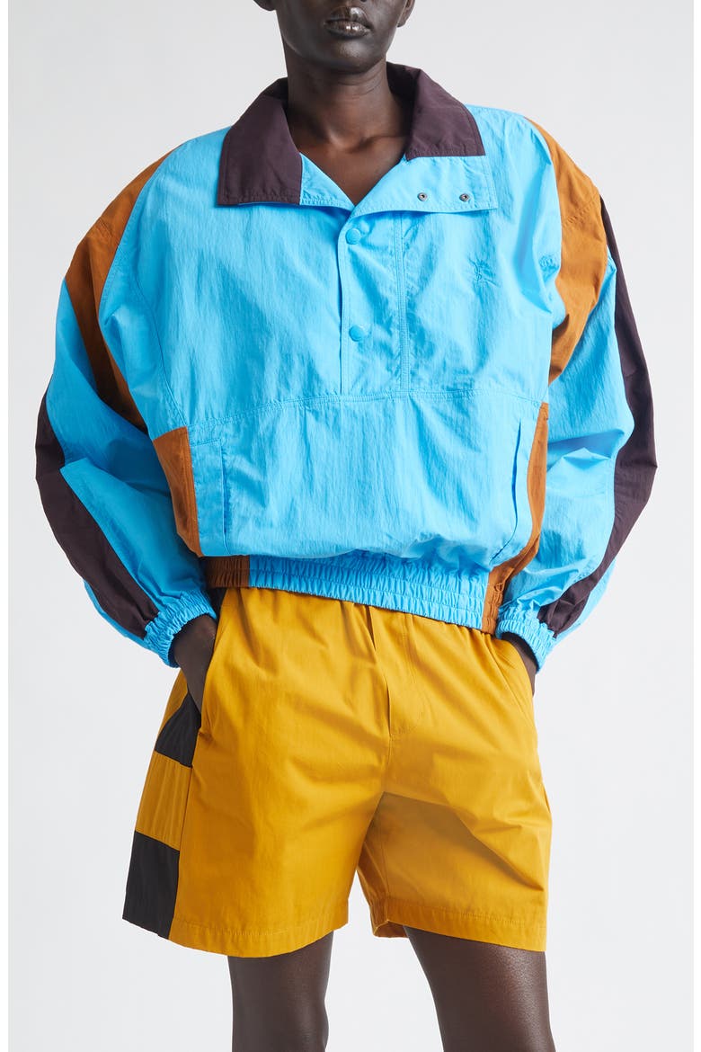 Cassandre Colorblock Pullover Nylon Windbreaker, Main, color, TURQUOISE