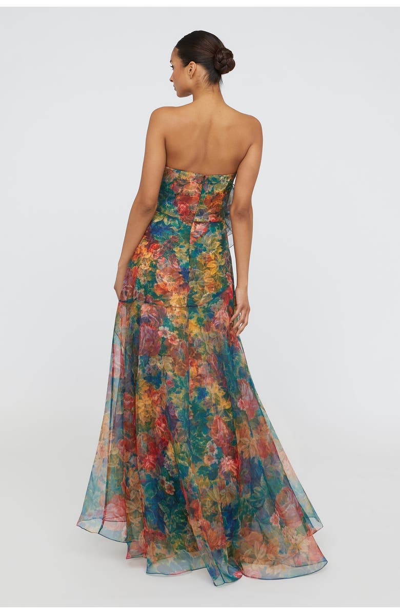 Theia Leora Rosette Ruffle Gown, Alternate, color, Tapestry Roses