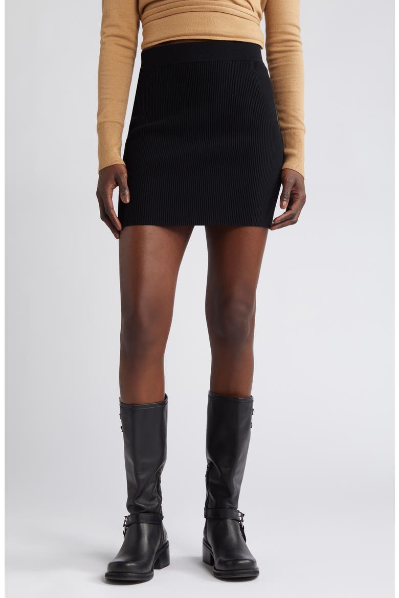 Rib Sweater Skirt, Main, color, BLACK