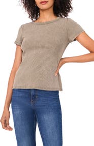 Halogen® Ribbed Washed T-Shirt