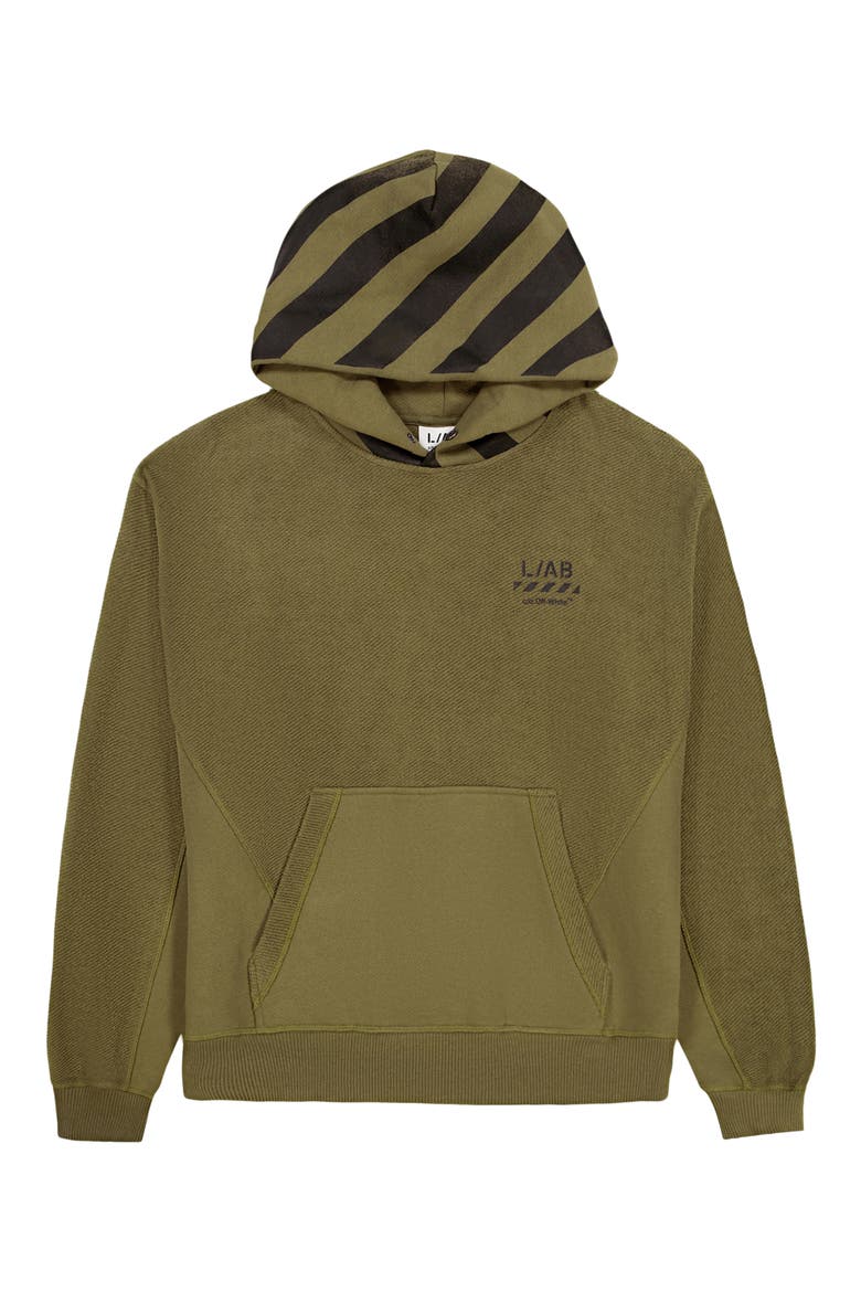 Diagonal Stripe Hoodie, Alternate, color, WINTER MOSS
