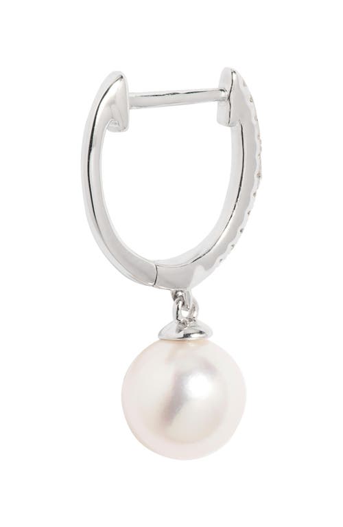 Nordstrom Diamond & Akoya Pearl Hoop Earrings In Metallic