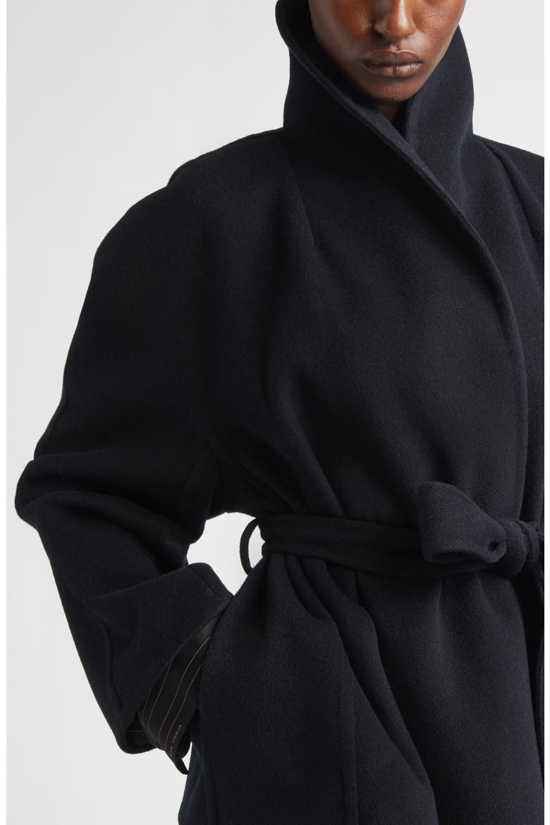 Short Double Face Wool Wrap Coat, Alternate, color, 1000 BLACK
