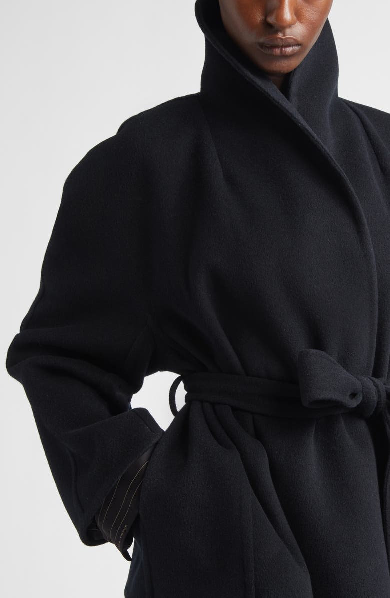 Balenciaga Short Double Face Wool Wrap Coat, Alternate, color, 1000 Black